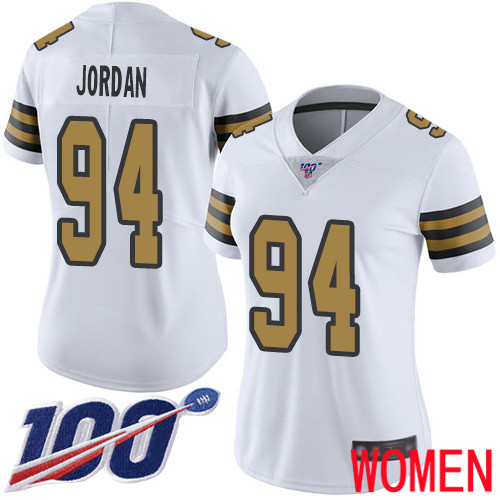 New Orleans Saints Limited White Women Cameron Jordan Jersey NFL Football #94 100th Season Rush Vapor Untouchable Jersey->women nfl jersey->Women Jersey